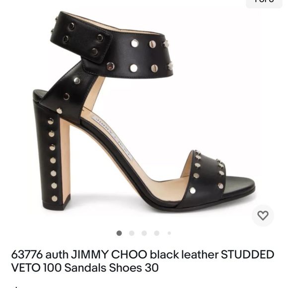 Jimmy Choo Veto 100 Silver Studded Block Heel Sandals Black Nappa Leather 38 - Picture 4 of 11